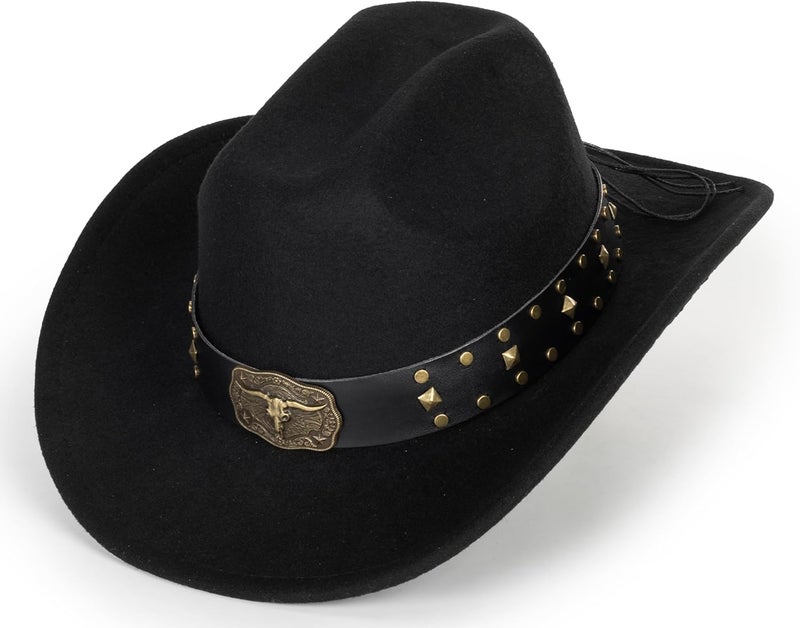 Vikodah Vintage Western Cowboy Hat for Men Women - Wide Brim Cowgirl Fedora Hats with Braided Rope Band M - Image 5